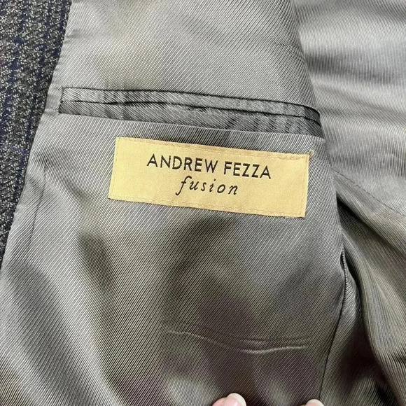 Andrew Fezza Plaid 3 Button Sport Coat Blazer Mens 40S Brown Lambswool - Picture 8 of 15